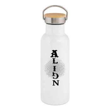 Peace – Spiritual Energy - Thermal Bottle with Bamboo Lid - white - Right