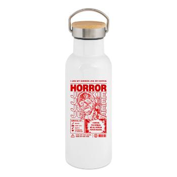 Horror Junkie Zombie Retro Design - Thermosflasche mit Bambusdeckel - Weiß - Rechts