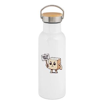 Tofu Erde Verteidiger - Thermosflasche mit Bambusdeckel - Weiß - Rechts
