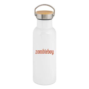 Lettrage gothique Zombieboy - Gourde isotherme avec bouchon en bambou - blanc - Droite