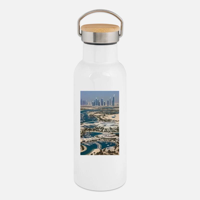 Abu Dhabi Abu Dhabi - Thermal Bottle with Bamboo Lid - white