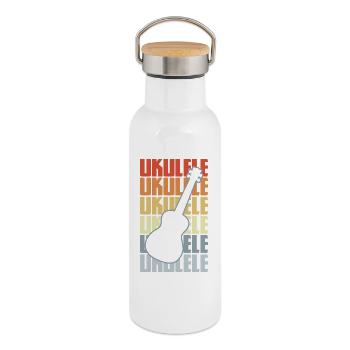 Vintage Ukulele - Thermosflasche mit Bambusdeckel - Weiß - Rechts