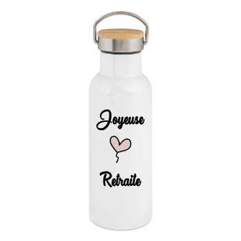 RETIREMENT. HAPPY RETIREMENT - Thermal Bottle with Bamboo Lid - white - Right