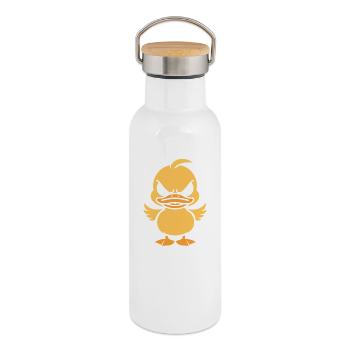 Caneton furieux Coin - Gourde isotherme avec bouchon en bambou - blanc - Droite
