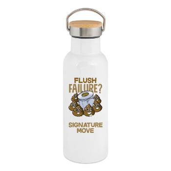 Toilet Clogging Master Funny - Thermal Bottle with Bamboo Lid - white - Right