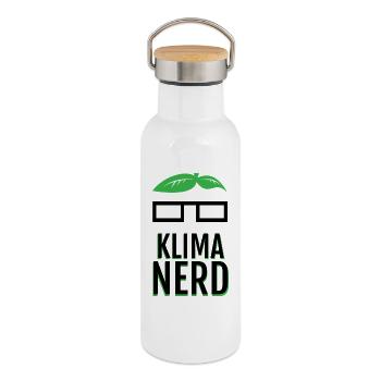 Klima Nerd Funny Plant Lover Green Nature Graphic - Thermosflasche mit Bambusdeckel - Weiß - Rechts