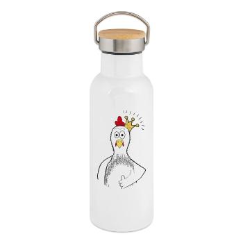 Chicken with crown - Thermal Bottle with Bamboo Lid - white - Right