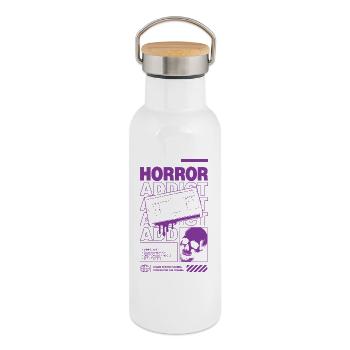 Horror Addict VHS Aesthetic Skull - Thermosflasche mit Bambusdeckel - Weiß - Rechts
