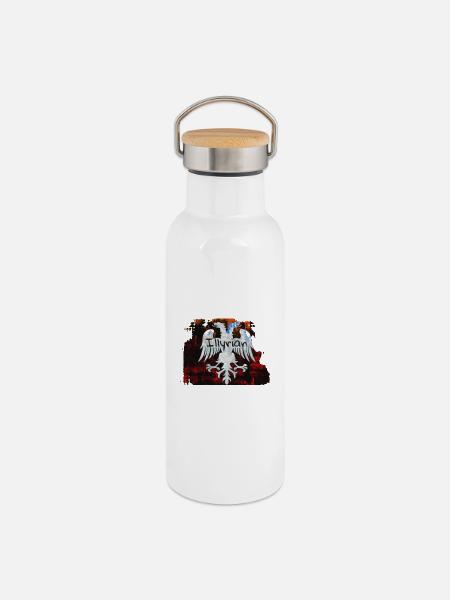 Illyrian-Albanien - Thermosflasche mit Bambusdeckel - Weiß