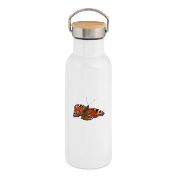 Red Eyespot Butterfly - Thermal Bottle with Bamboo Lid - white - Right