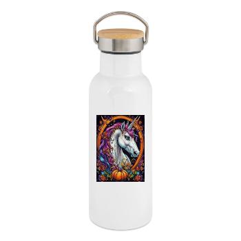 Color dream unicorn in the autumn ring - Thermal Bottle with Bamboo Lid - white - Right