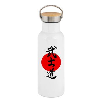 Bushido Kanji - Thermal Bottle with Bamboo Lid - white - Right