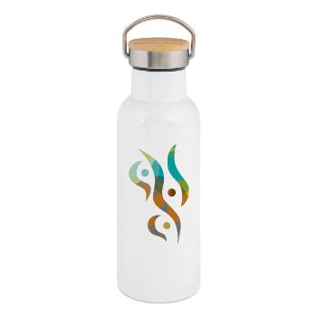 Yoga design_31 - Thermal Bottle with Bamboo Lid - white - Right