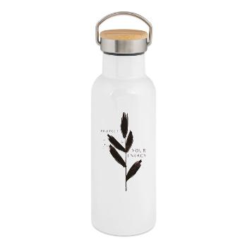Protect Your Energy - Mindfulness Design - Thermal Bottle with Bamboo Lid - white - Right