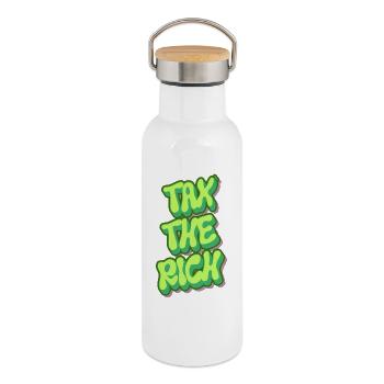 Tax The Rich - Thermosflasche mit Bambusdeckel - Weiß - Rechts