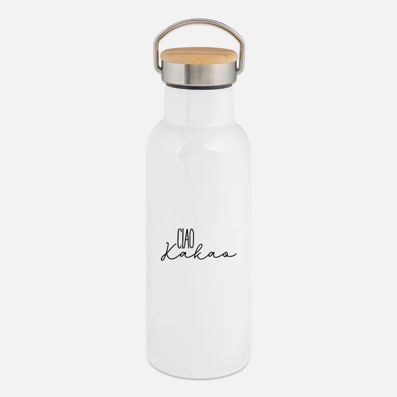 Ciao Kakao - Thermosflasche mit Bambusdeckel - Weiß