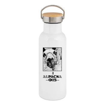 ALPAKA - i pack ois - ich schaffe alles - Dialekt - Thermosflasche mit Bambusdeckel - Weiß - Rechts