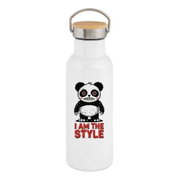 Panda i am the style - Thermal Bottle with Bamboo Lid - white - Right