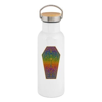 Colored Coffin Cross Ornament Halloween - Thermal Bottle with Bamboo Lid - white - Right