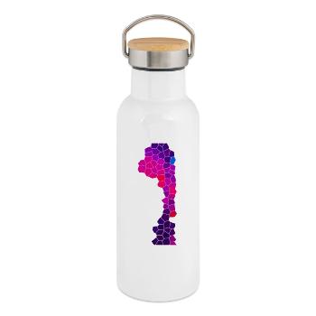 Cyber Purple Flow - Thermosflasche mit Bambusdeckel - Weiß - Rechts