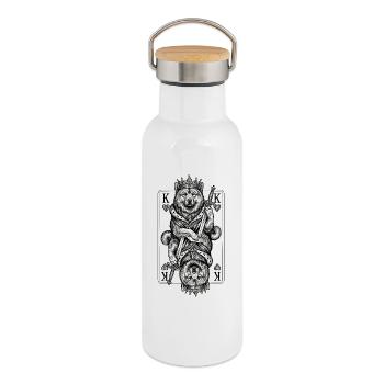 Eurasier | King Of Hearts | Karten - Thermosflasche mit Bambusdeckel - Weiß - Rechts