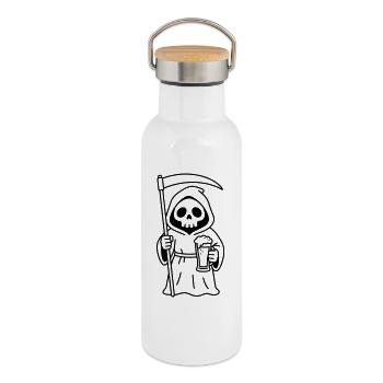 Bière morte - Gourde isotherme avec bouchon en bambou - blanc - Droite