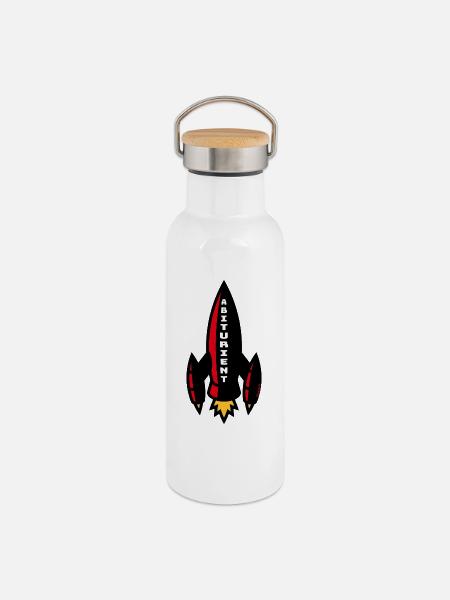 Abiturient Rakete (Schulabschluss Abschluss / 4C) - Thermosflasche mit Bambusdeckel - Weiß