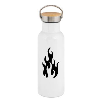 Flamme - Thermosflasche mit Bambusdeckel - Weiß - Rechts