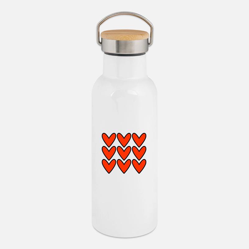 VALENTINSTAG. HERZ. ICH LIEBE DICH. ICH LIEBE DICH - Thermosflasche mit Bambusdeckel - Weiß