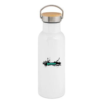 Conception motivante pour les joueurs d’élite - Gourde isotherme avec bouchon en bambou - blanc - Droite