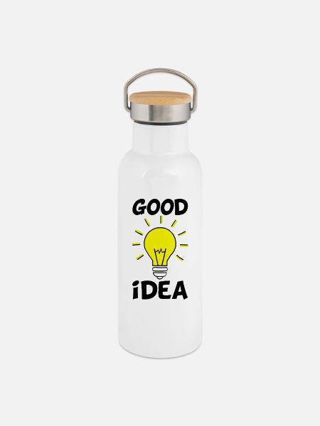Die richtige Idee - Thermosflasche mit Bambusdeckel - Weiß