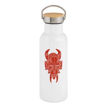 Démon rouge africain - Gourde isotherme avec bouchon en bambou - blanc - Droite