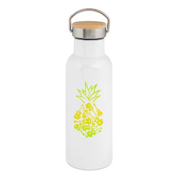 Hawaiian Ukulele Uke Pineapple - Thermosflasche mit Bambusdeckel - Weiß - Rechts