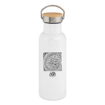 bois graphique - Gourde isotherme avec bouchon en bambou - blanc - Droite
