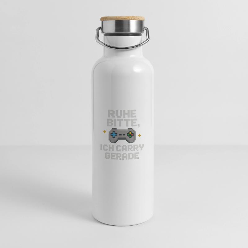 Silence Please Pixel Controller Graphics Thermal Bottle with Bamboo Lid