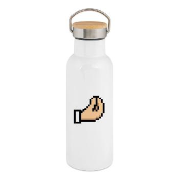 Pixel Hand Cursor Design Italia - Thermosflasche mit Bambusdeckel - Weiß - Rechts