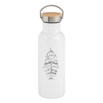 Trip around the world. - Thermal Bottle with Bamboo Lid - white - Right