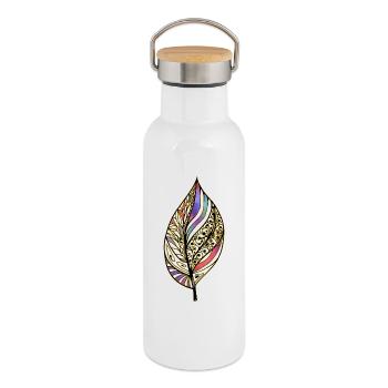 leaf - Thermal Bottle with Bamboo Lid - white - Right