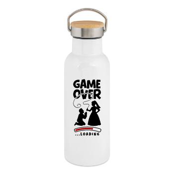 Game Over Hochzeit Ehepaar - Thermosflasche mit Bambusdeckel - Weiß - Rechts