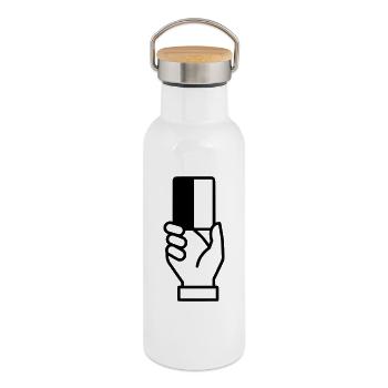 Vecteur d’expulsion de cartes arbitres - Gourde isotherme avec bouchon en bambou - blanc - Droite