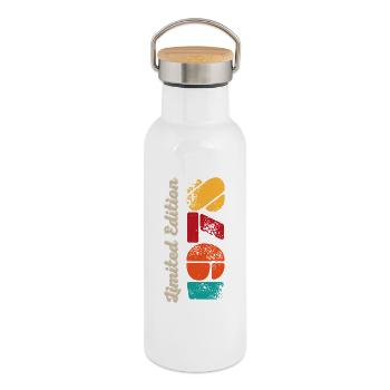 Millésime 1978 48e anniversaire - Gourde isotherme avec bouchon en bambou - blanc - Droite