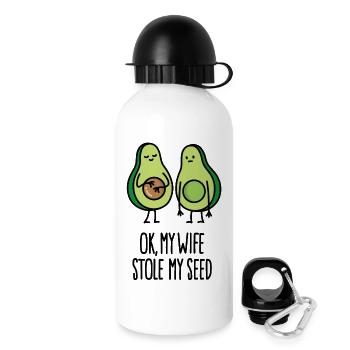 My wife stole my seed avocado pregnant couple joke - Drinks Bottle with Lid 500 ml - white - Right