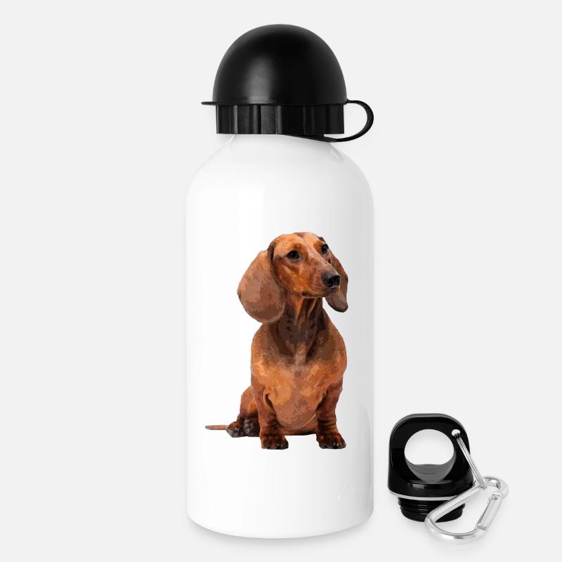 Short-haired dachshund - Drinks Bottle with Lid 500 ml - white