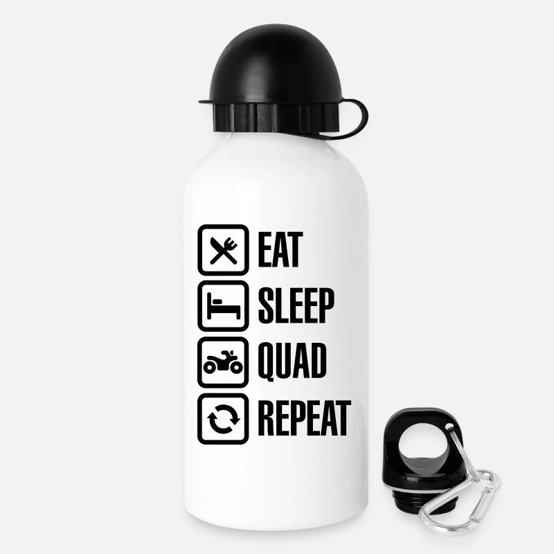 ATV all-terrain vehicle Eat sleep quad repeat - Trinkflasche mit Deckel 500 ml - Weiß