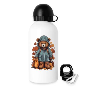 Süßer Bär mit Regenmantel - Trinkflasche mit Deckel 500 ml - Weiß - Rechts