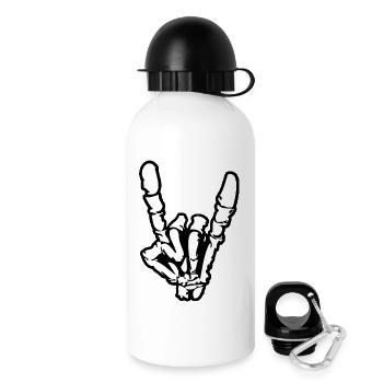 Rock'n'Roll- oder Heavy-Metal-Handzeichen * - Trinkflasche mit Deckel 500 ml - Weiß - Rechts