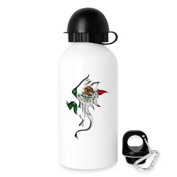 Drapeau du Mexique - Mexique - Silhouette de dragon - Gourde avec bouchon 500 ml - blanc - Droite