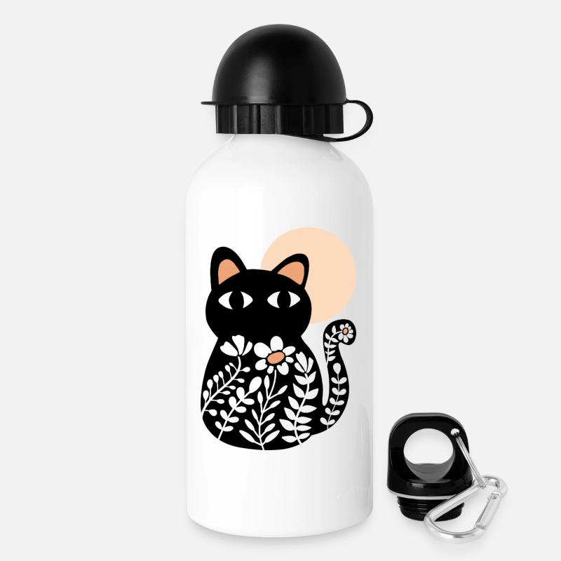 Cat in bloom - Drinks Bottle with Lid 500 ml - white