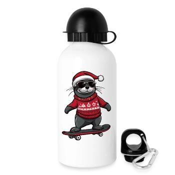 Seal Animal Christmas Funny - Drinks Bottle with Lid 500 ml - white - Right
