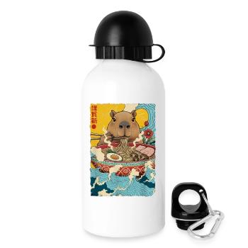 Capybara isst Ramen Nudeln - Trinkflasche mit Deckel 500 ml - Weiß - Rechts